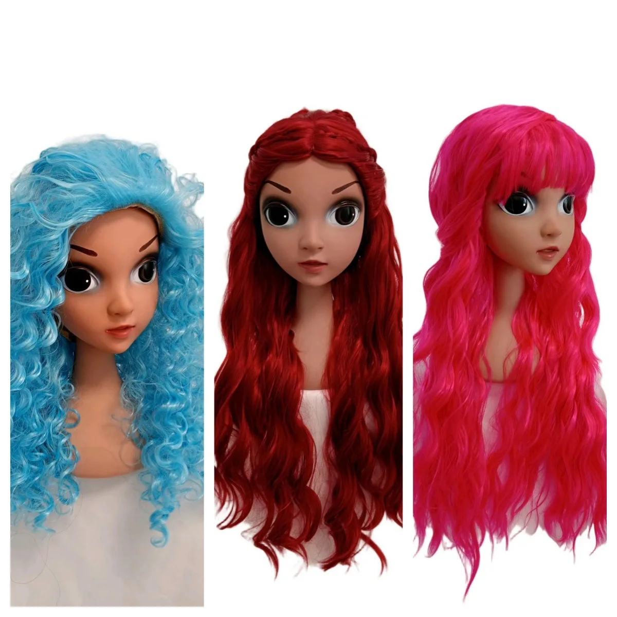2026 Descendants 5 Starlight Successor Princess Rebel Alliance Red Blue Pink Curly Hair Children COS Wig Halloween Decoration