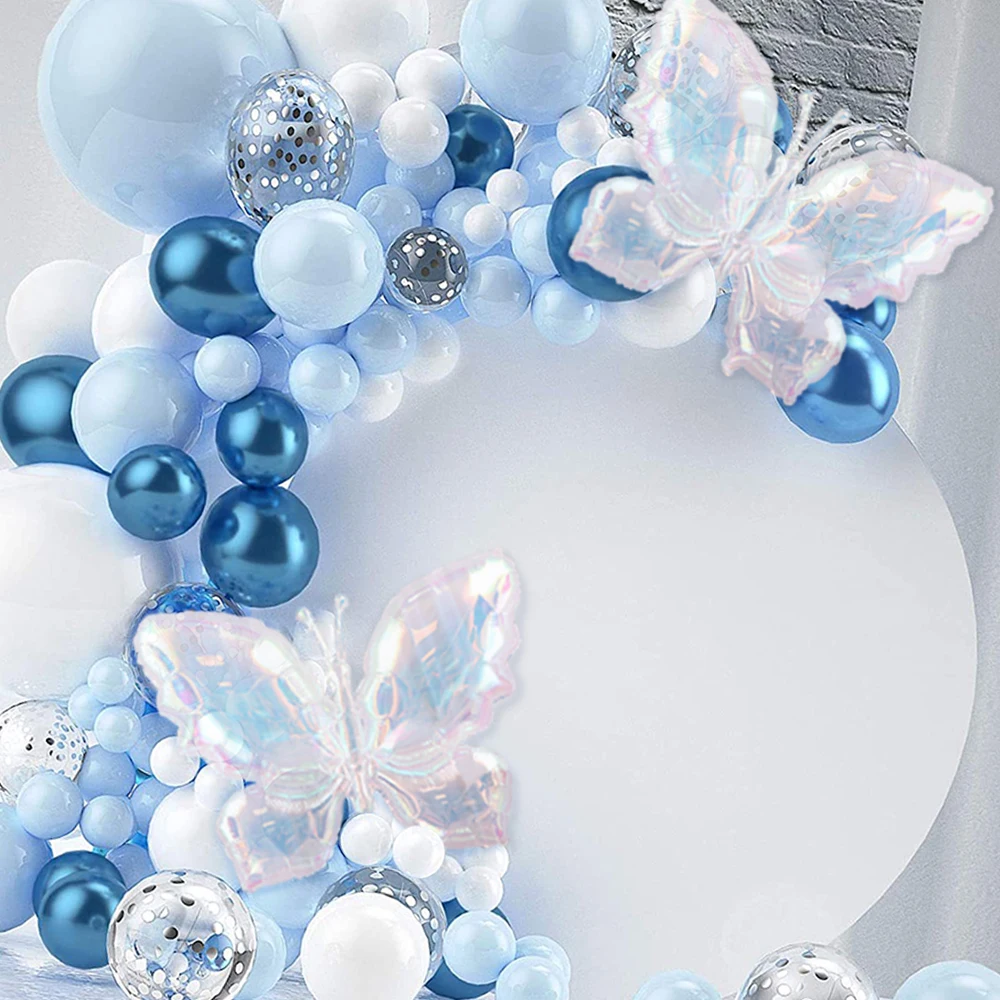Buntes Schmetterlings-Ballon-Set, blauer und weißer Latex-Ballon, geeignet für Schmetterlings-Mottoparty, Hochzeit, Geburtstag, Dekoration – Detail 3