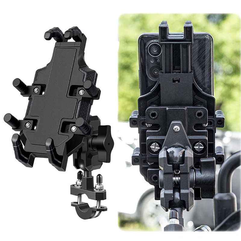 

New Aluminum Motorcycle Phone Holder with Shock Absorber Bicycle Handlebar Bracket for 4.7-7.2" Phone Rearview M10 Mount Stand