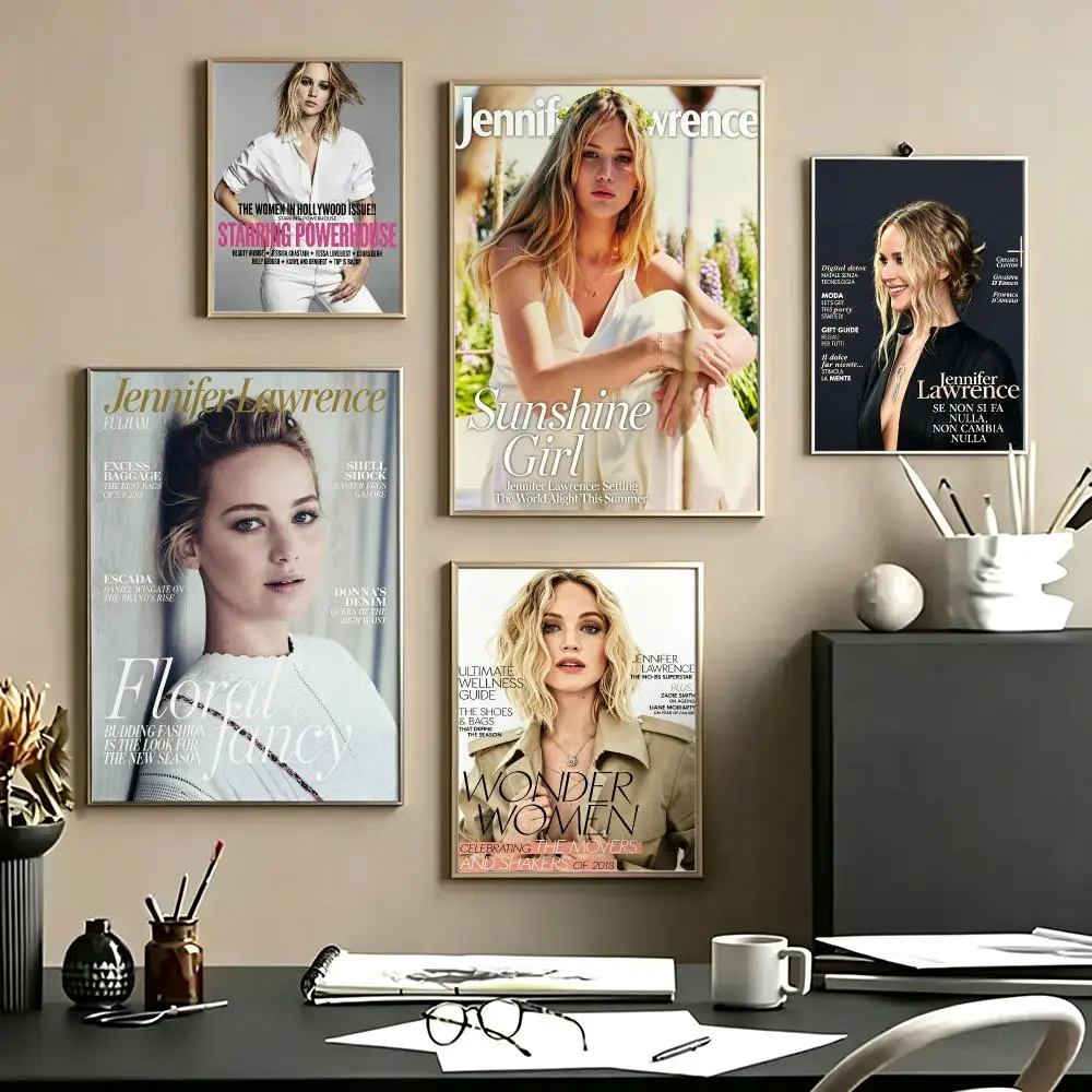 actress Jennifer Lawrence Poster Poster HD Self Adhesive Waterproof Art Print Wall Decor for Bedroom Living Room Home Gift