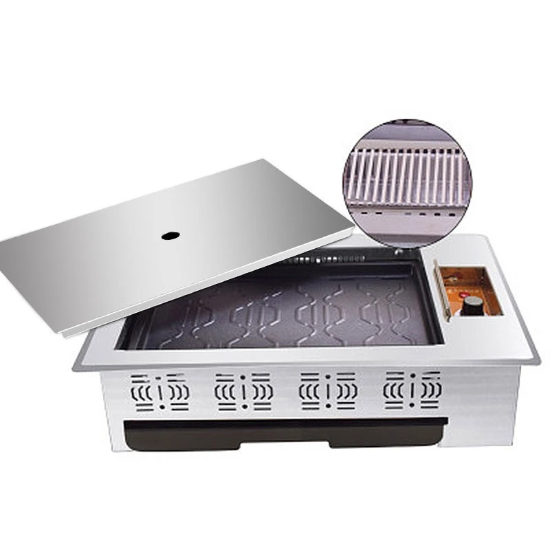 Commercial grill, stainless steel non-stick basin grid square electric grill
