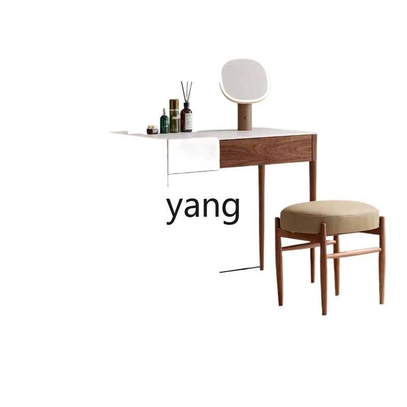

TGF black walnut solid wood bedroom simple modern chest makeup table integrated