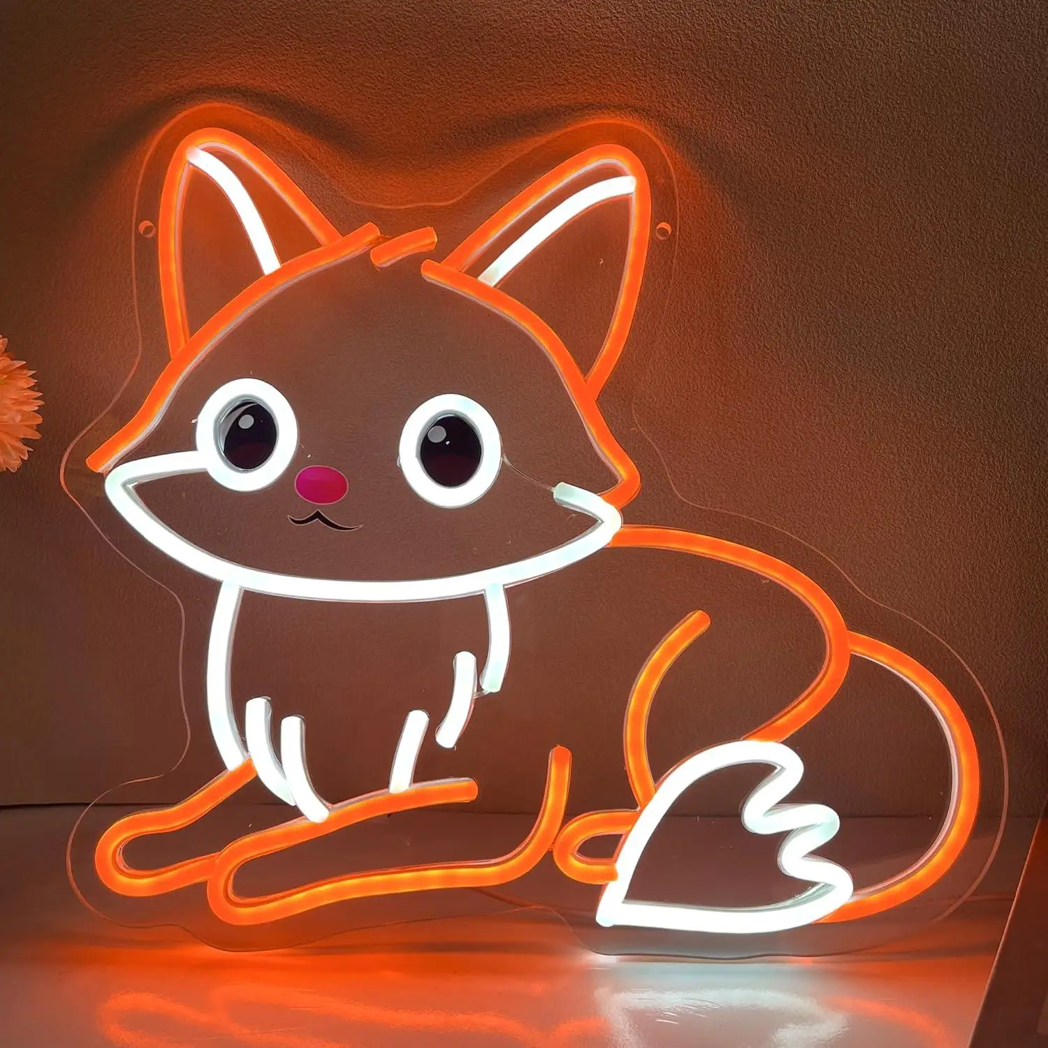 Fox Neon Sign Cute Animal LED Light for Wall Decor Dimmable for Bedroom Living Room Home Bar Party Art Decoration Special Gifts