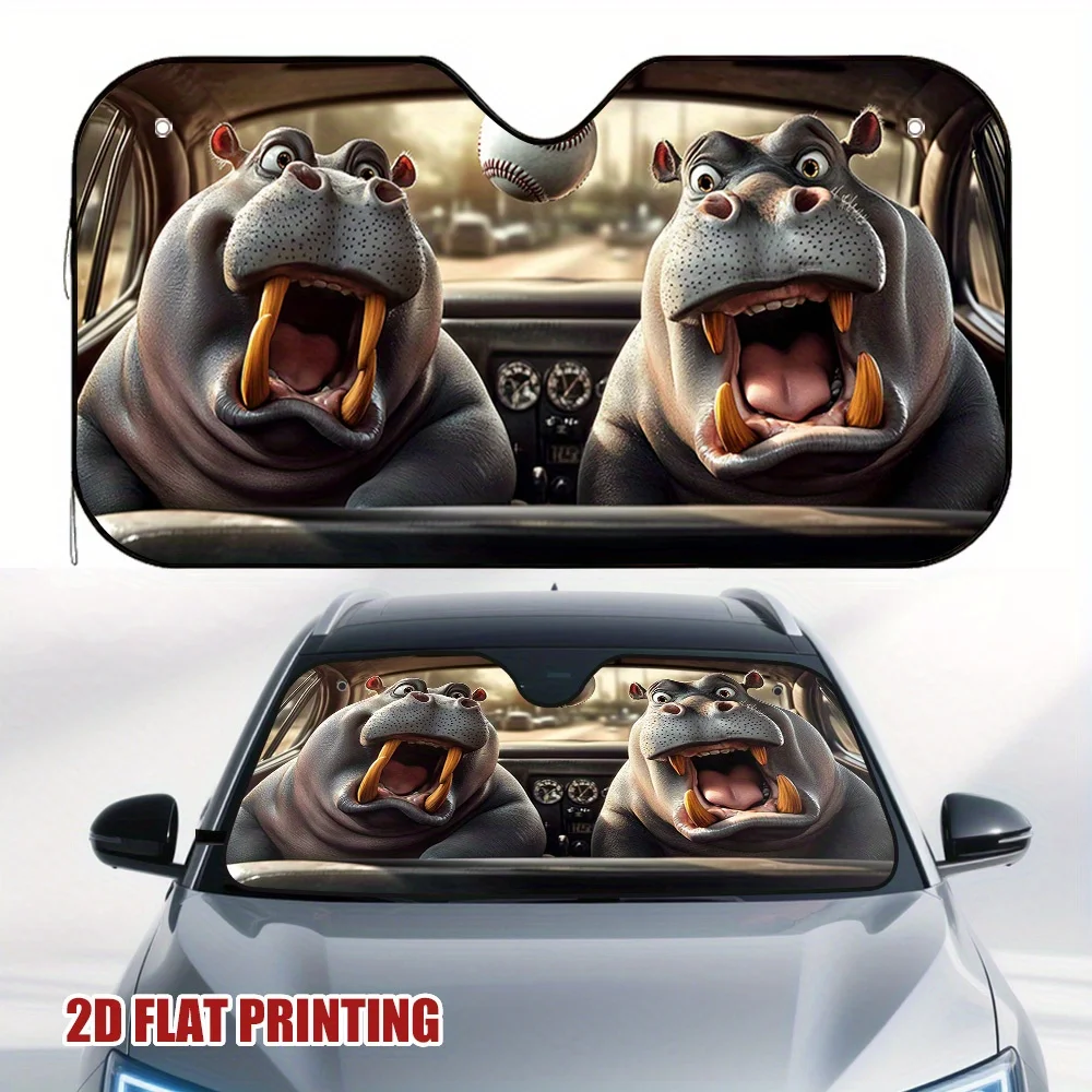 1pc Hippo Highway Chaos Car Sun Visor, Ideal For Short Stops And Waiting, Reduces Sunlight Exposure On The Dashboard.