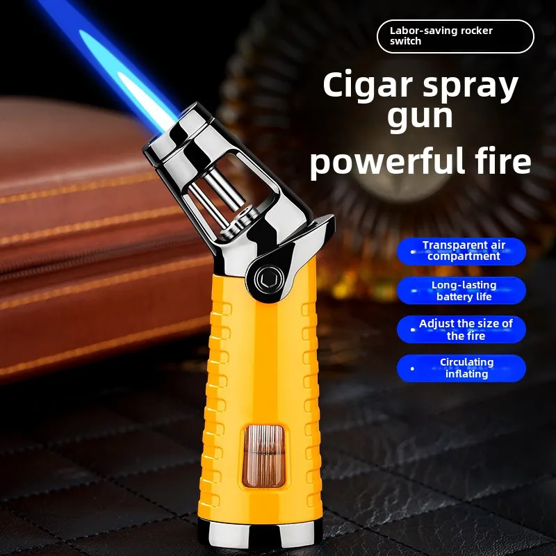 

2024 NEW Portable Metal Windproof Cigar Lighter Turbo Torch Lighter Butane Gas Lighter Welding Gun Smoking Accessories