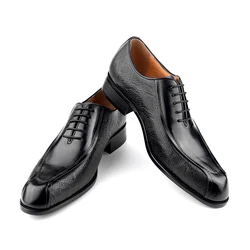 Deluxe Men's Leather Shoes Formal Dress Shoes Wedding Party Oxford Handmade Comfortable Lace Up Genuine Leather Men's Shoe
