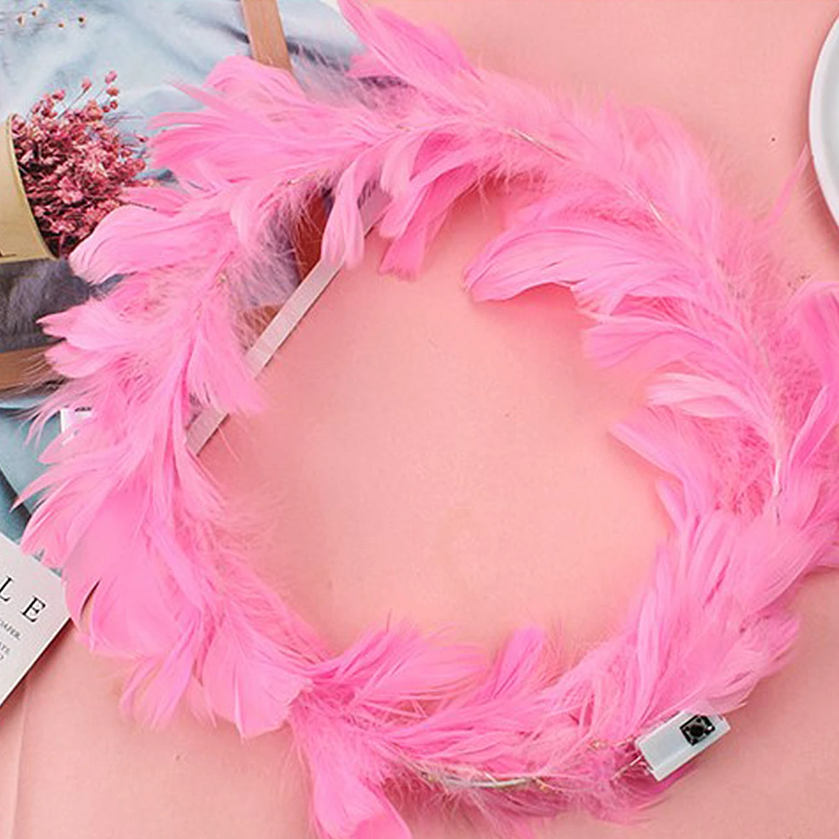 

4pcs Led Plumage Headbands For Women Bride Bridal Wedding Party Carnival Festival Use Soft Feathered Luminous Hair
