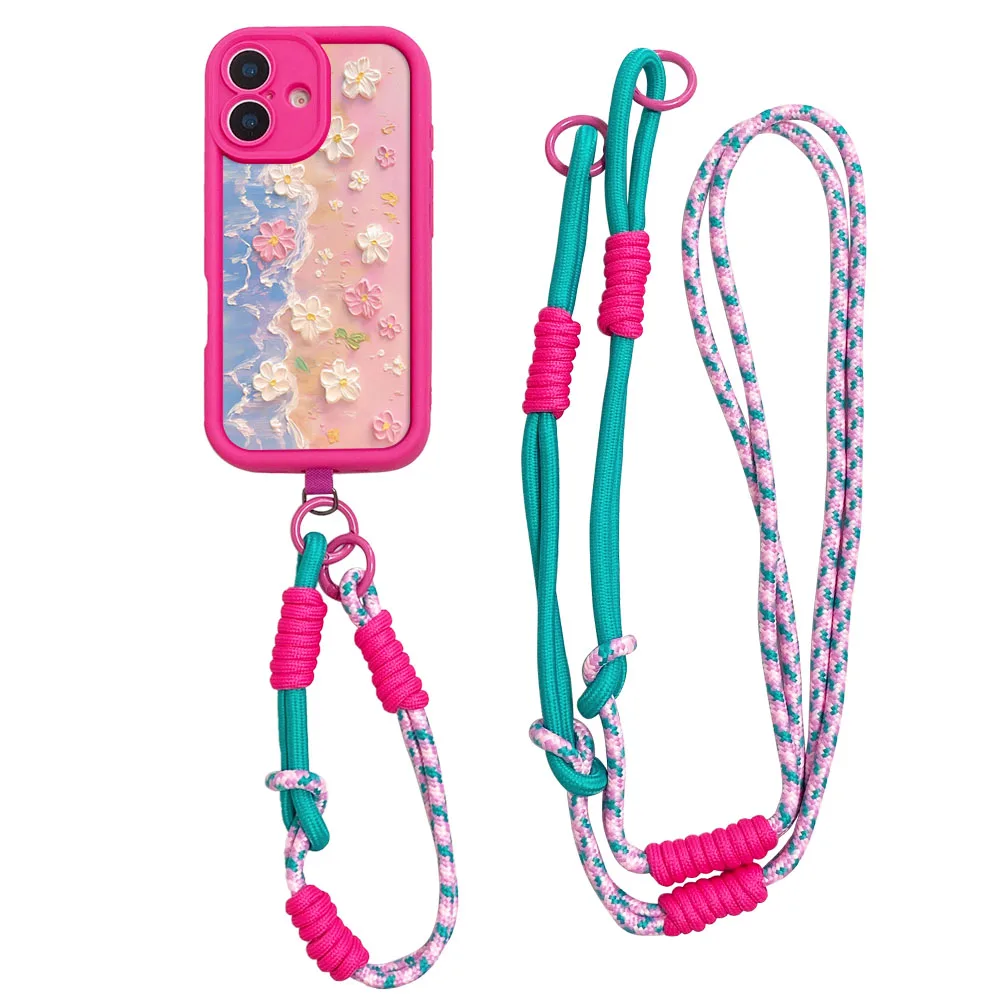 Ypm5PhoneCase ل Xiaomi Poco X7 X6 F7 F6 M7M6 F5X5 X3 M3 Pro C55 C65 C75 C71 لطيف الأزهار Crossbody الحبل قلادة حزام غطاء