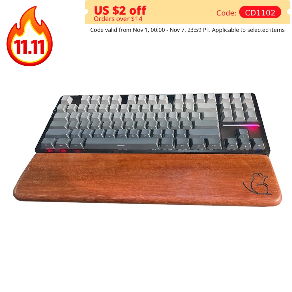 

Механический поднос для клавиатуры, подставка для запястий из цельного дерева, подставка для рук из натурального дерева, подставка для рук с логотипом и гравировкой букв, на заказ