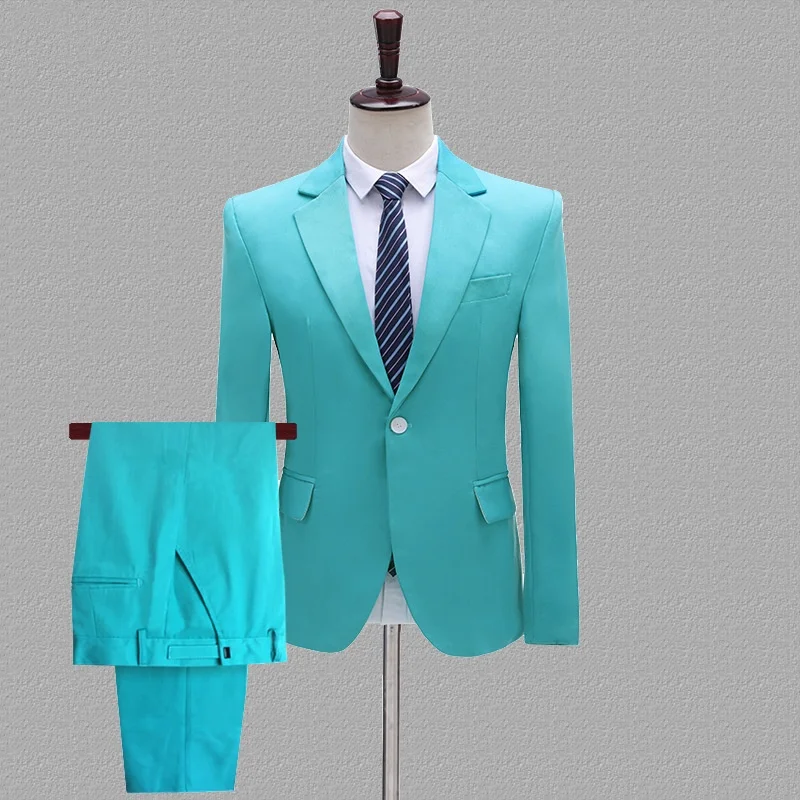 P-80-Conjunto de traje clásico de color liso para hombre, traje de novio, vestido de talla grande