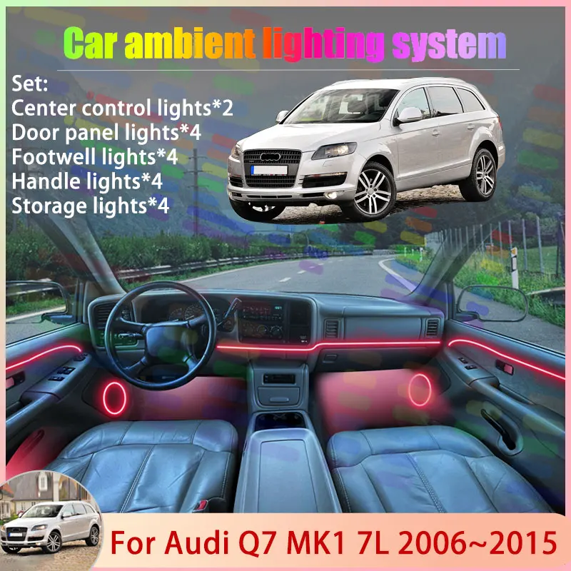 

For Audi Q7 4L MK1 1th 2016~2026 2/18 in 1 Car Atmosphere Light Lamp RGB Shade Ensemble Streamer Atmosphere Set Parts Accessorie