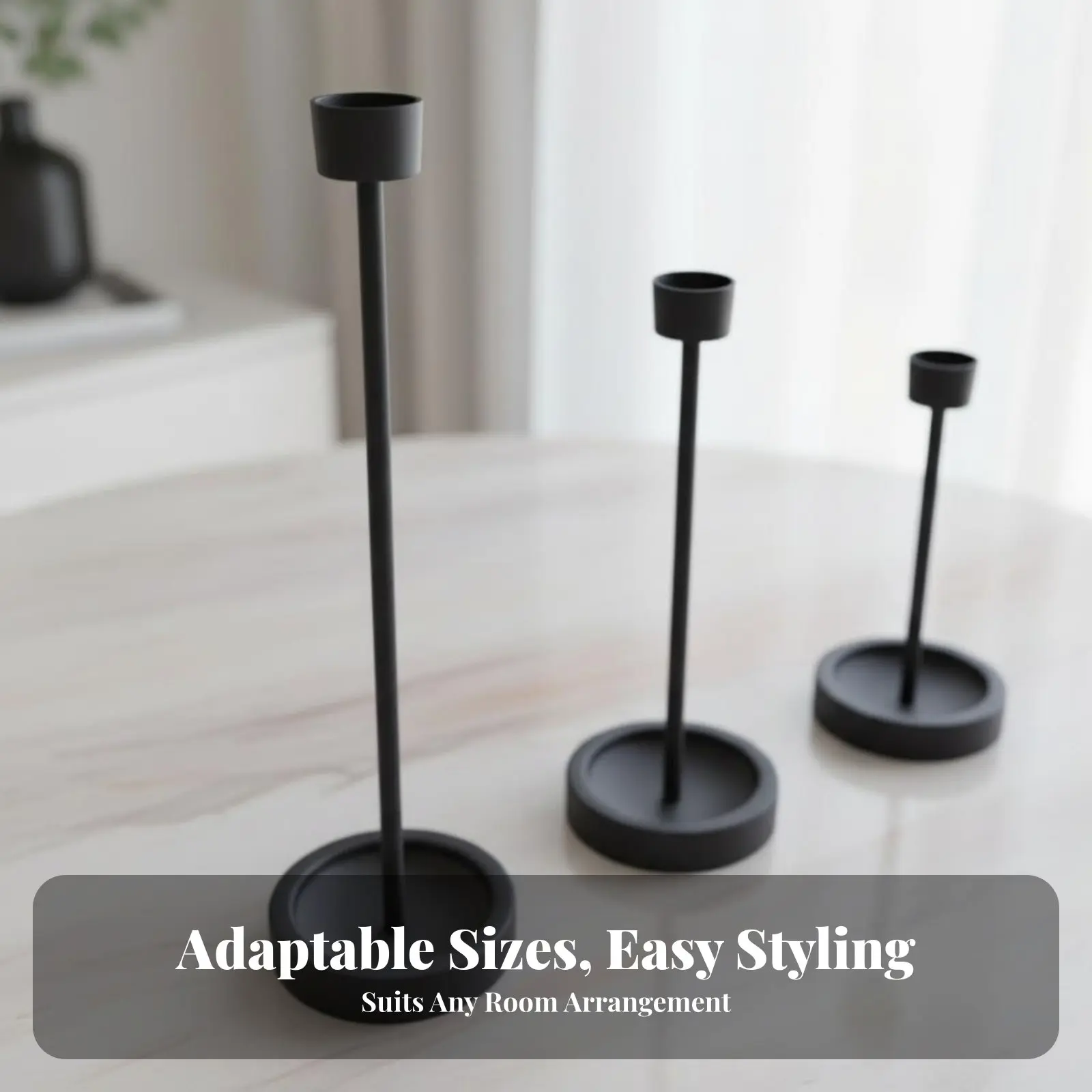 Vintage Nordic Candle Holder, Black Iron Tall Candlestick, Creative Vessel, Modern Home Decor Craft view 2
