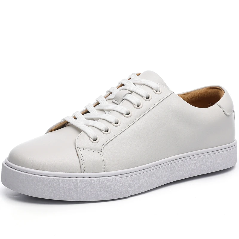 Golden Sapling Classics Men White Shoes Four Season Thick Soled Light Man Sneakers Genuine Cow Leather Leisure Shoes Handmade