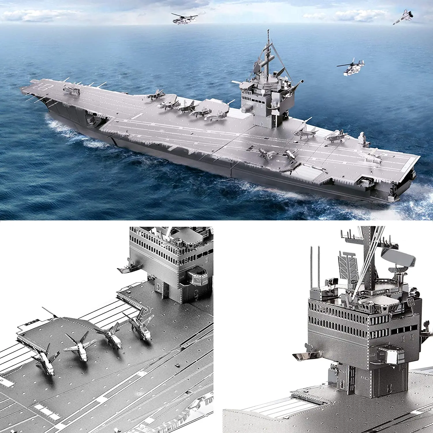 Piececool 3D metal puzzle for adults,USS Enterprise CVN-65 model ship Building Kit,DIY 3D metal Puzzle aircraft Carrier Toy, per