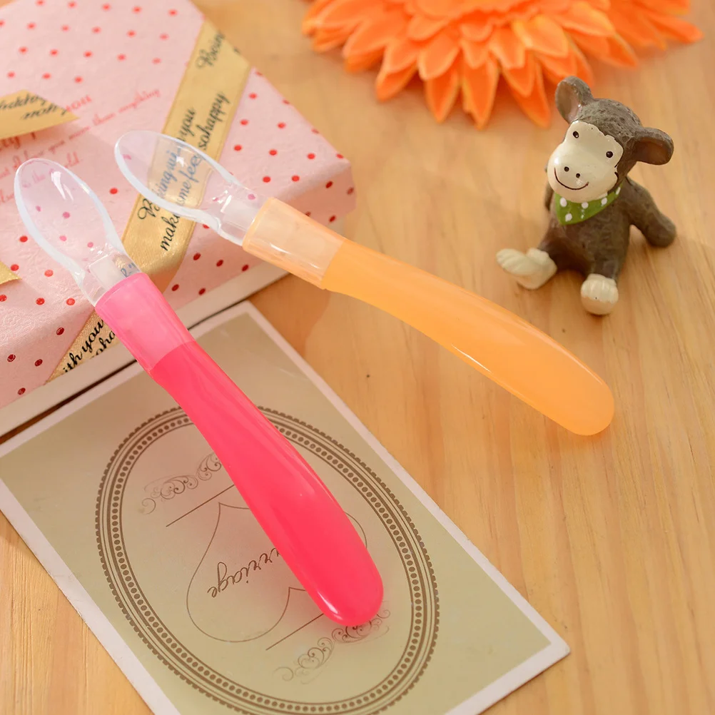 

Силиконовая детская ложка без BPA, мягкий наконечник для кормления новорожденных, длинная ручка, антибактериальная антипригарная ложка для младенцев, детская посуда