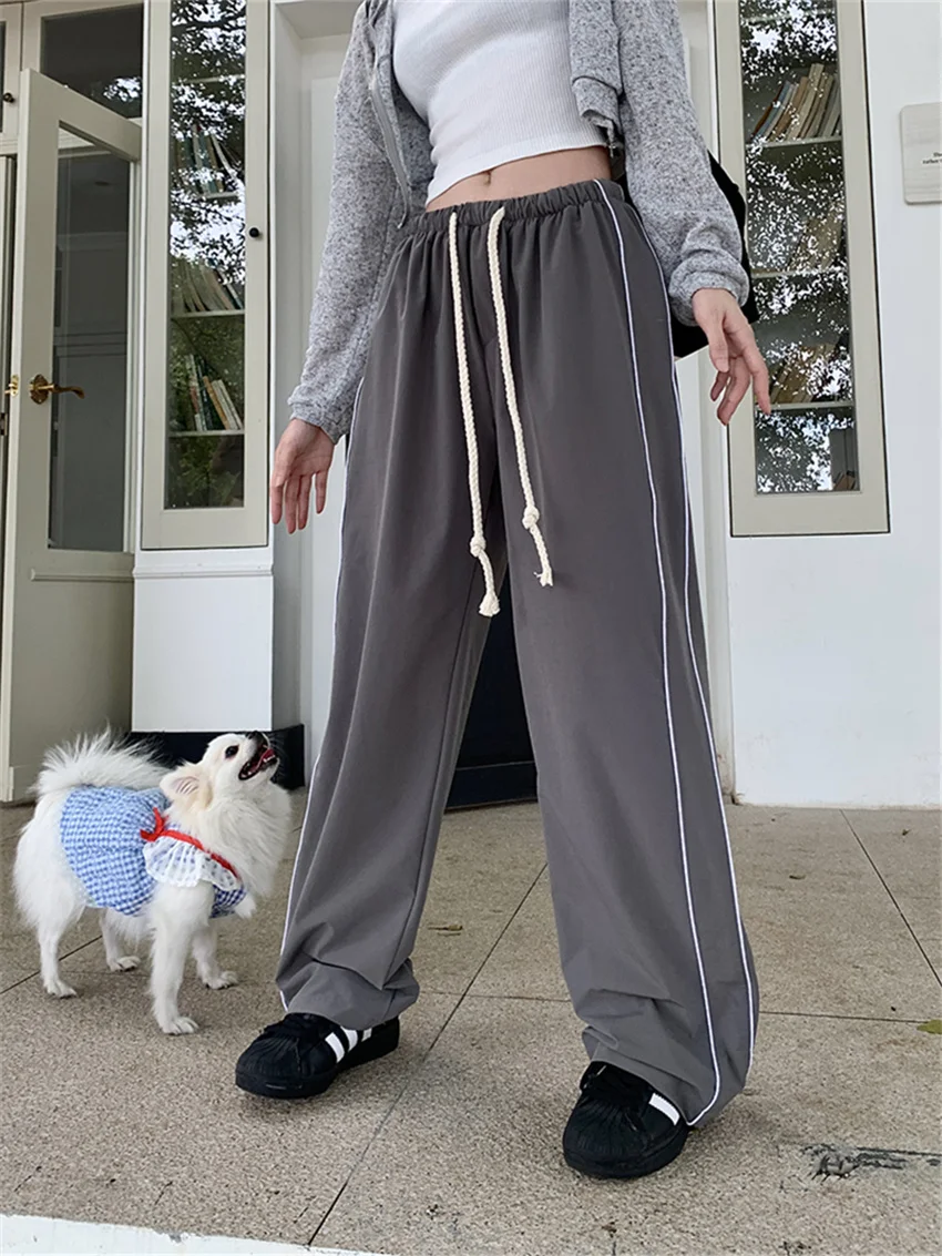 

PLAMTEE New Straight Pants Autumn Wide Leg Casual Loose Office Lady 2023 Minimalist OL Streetwear Sports All Match Daily