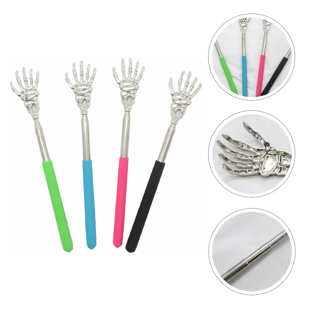 

4 шт., скребок для спины, телескопический выдвижной скребок из нержавеющей стали, инструмент для облегчения зуда для домашнего офиса, путешествий