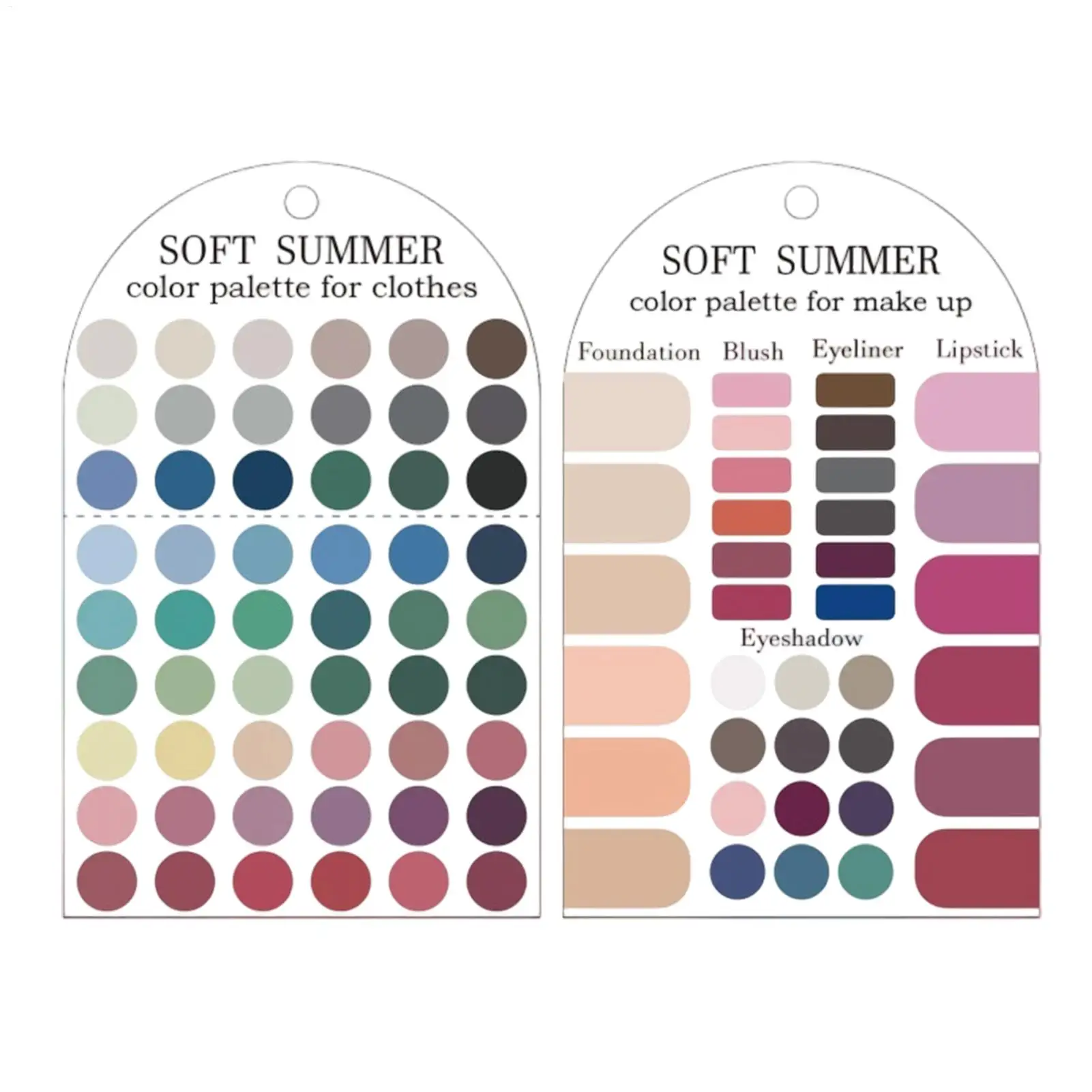 Soft Summer Color Palette Card 2 Pieces Acrylic Seasonal Palette Color Sample Cards Matching Guide for Clothing Makeup Lipstick