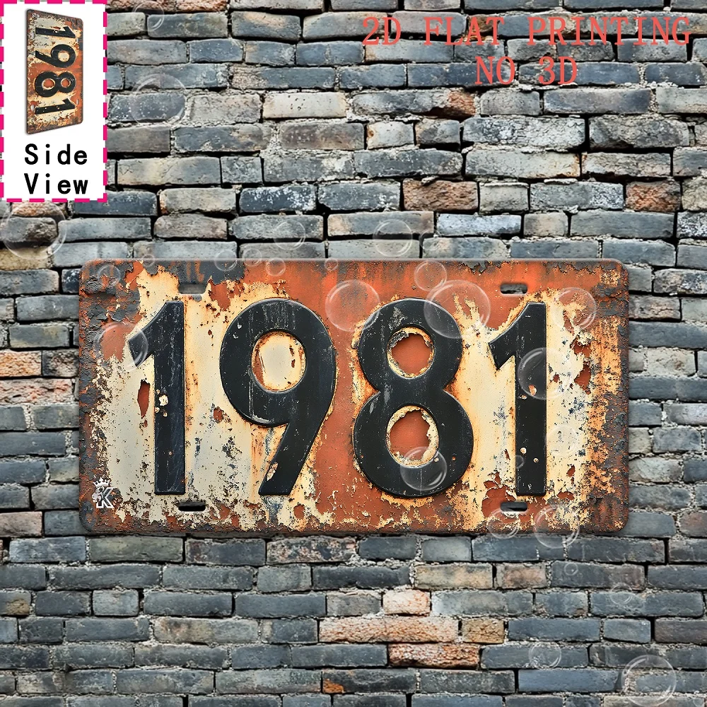 2D Flat, 2D Flat Car Plate, Decorative Use Only, 1pc, 2D Flat, Vintage 1981 License Plate Wall Decor, 11.8 Inches X 5.9 Inches V