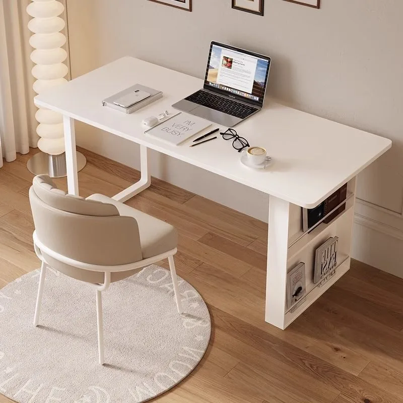 Italian milk rock slab desk, light luxury modern simple small apartment rectangular bedroom computer desk, study table