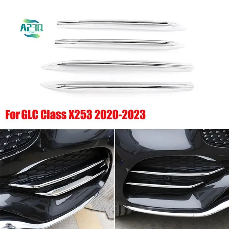 

A23Q-Смужки передних противотуманных фар автомобиля для Mercedes Benz GLC Class X253 2020-2023, решетка воздухозаборника, разделитель губ, молдинговые накладки, автомобильная часть