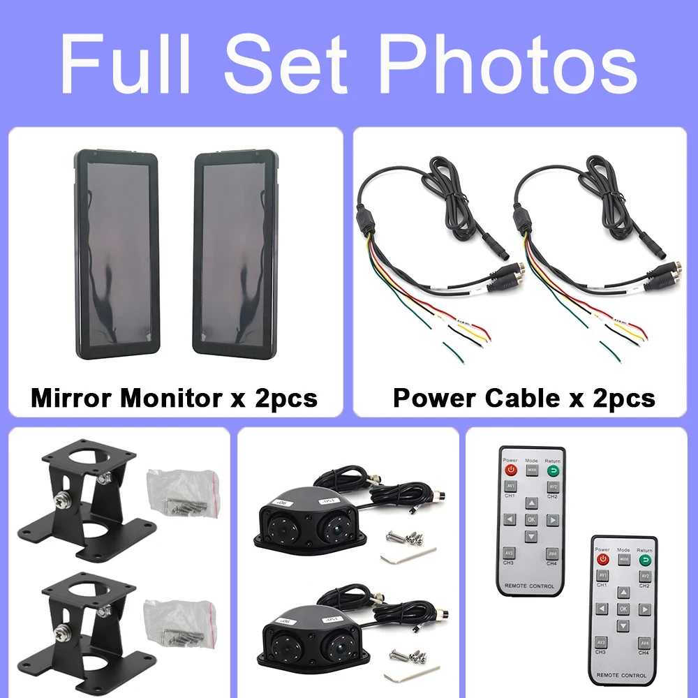 

Rearview Blind Spot Camera 12.3 Inch Digital Rearview Mirror Monitor 2CH 720P AHD IMX225 Camera For Bus Truck DVR Loop Recording