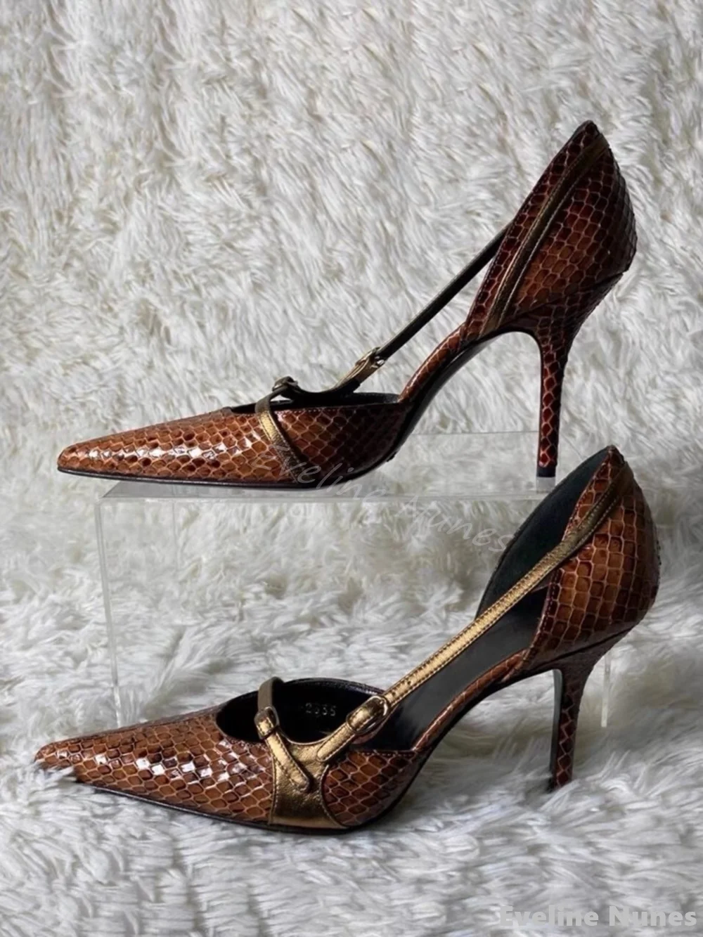 

Snake Pattern Stiletto High Heels Women Pointed Toe One Word Belt Shallow Slip On Pumps 2025 New Fashion Design Solid Sandals