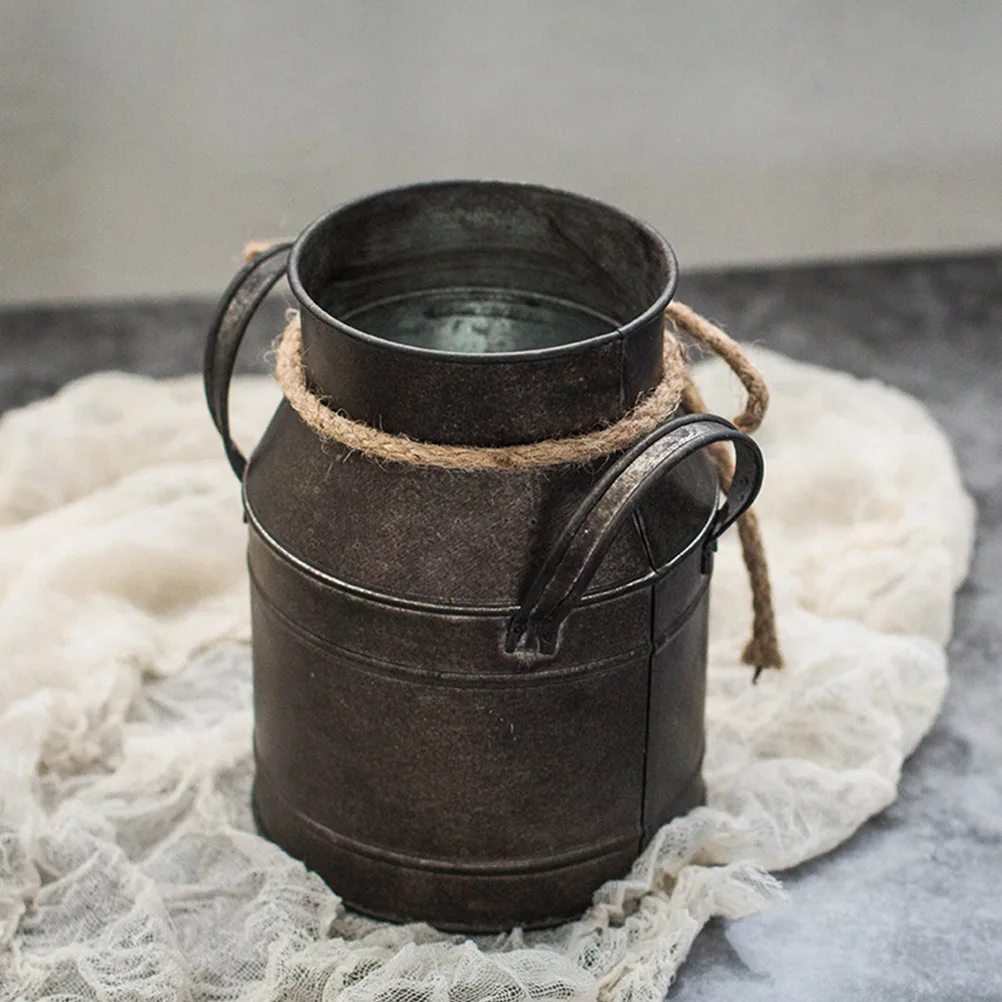 

2pcs Iron Flower Bucket Retro Style Plant Pot For Garden Decor Indoor Outdoor Use Vintage Metal Planter Container