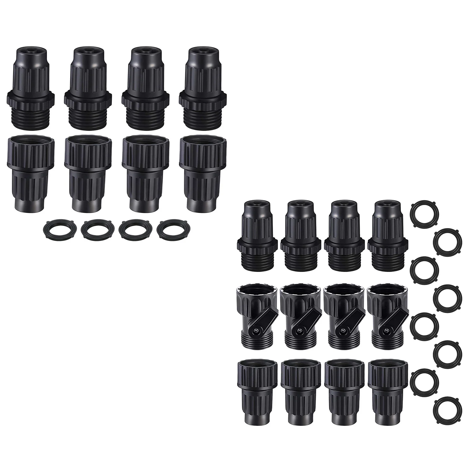 

4 Sets Garden Hose Adapter Water Hose Quick Connect Plastic Female Connectors Male Connectors Shut of Valves And Rubber Washer