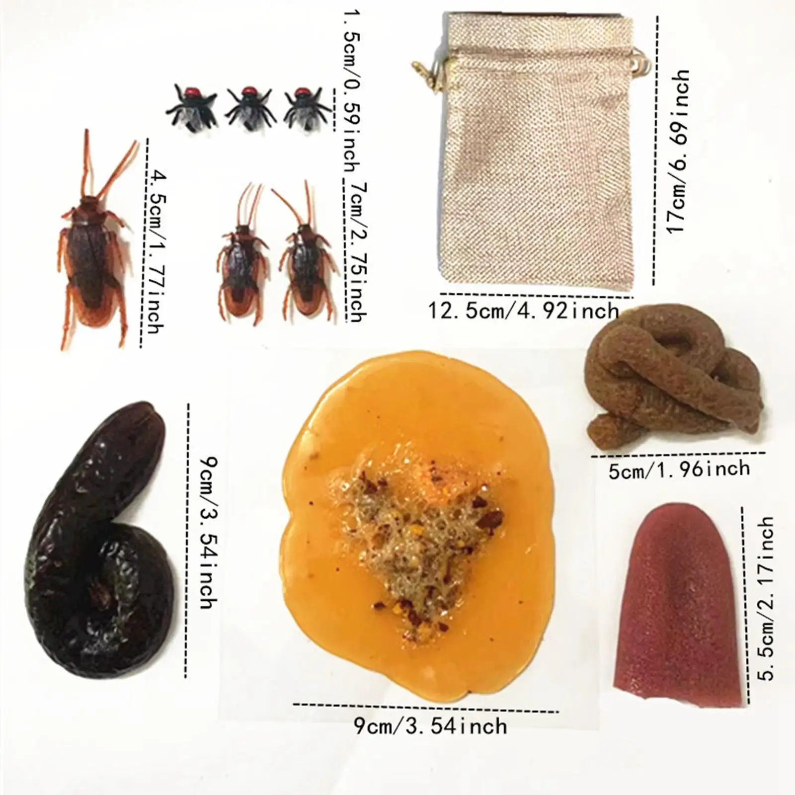 Simulação Poop Trick Toy com saco de armazenamento, Modelo realista Turd Trick