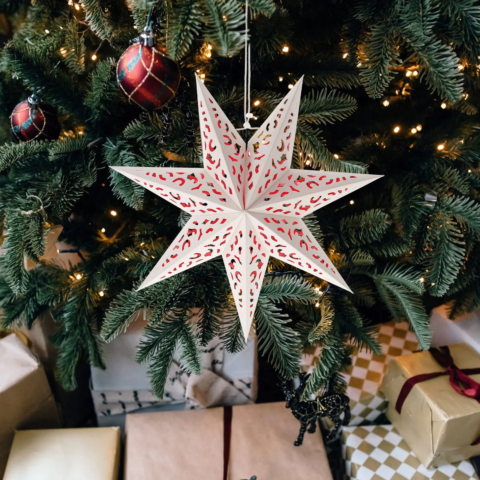 

2Pcs Paper Lantern Cover Star Hollow Out Festival Decoration Party Wedding Home Hanging Lantern Cover Party Decor