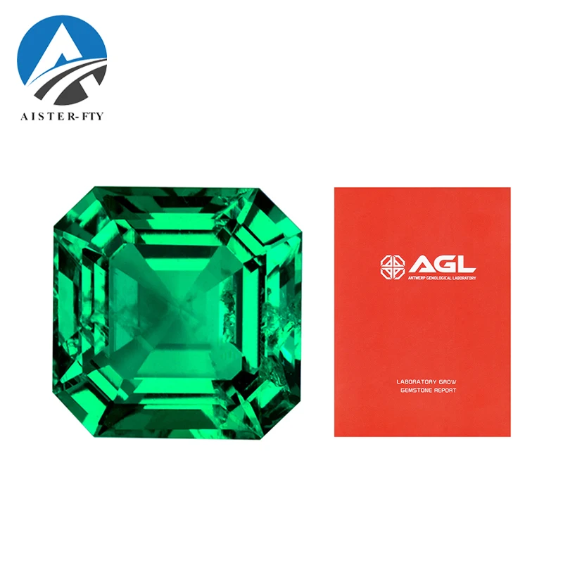 Top Hydrothermal Lab Grown Columbia Emerald Gemstone Asscher Cut Synthetic Emerald Stone With AGL Certificate