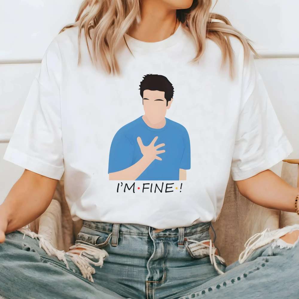 سويت شيرت روس جيلر "أنا بخير"، تي شيرت مسلسل تلفزيوني للأصدقاء، تي شيرت سيتكوم ريترو من التسعينيات، قطن خالص للجنسين، صوت رائع #1