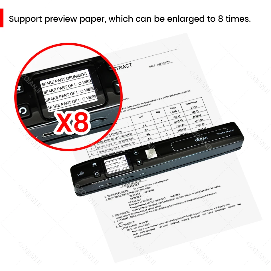 Wifi Wireless Mini Portable A4 Document Scanner Images JPG PDF Formate Reader Pen with TF Card 16G 32G 1050 dpi USB Wired ISCAN