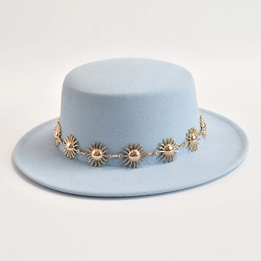 Fedora Hats for Women Fashion Elegant Flat Top Bowler Dress Caps  Lady Wedding Party Felt Jazz Hat