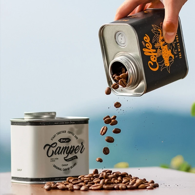 Coffee Bean Airtight Cans Outdoor Camping Tin Box Food-grade Packaging Storage Fresh Breathing Iron Cans