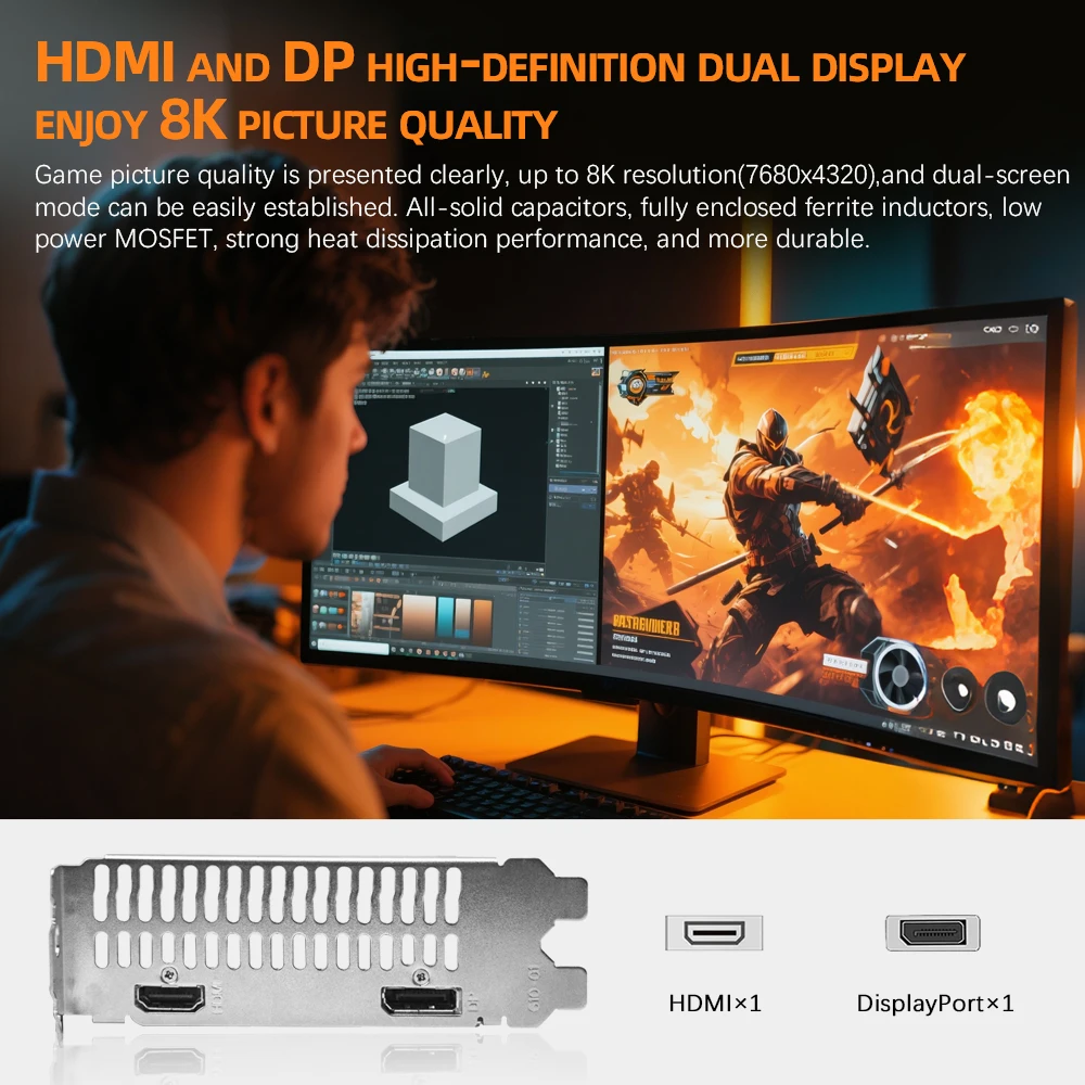 Picture 5: AIBOMAN RX6500XT 4G Fox Backboard Pattern GDDR6 64Bit Outputinterface HDMI*1+DP*1  Smooth gaming on computer graphics card