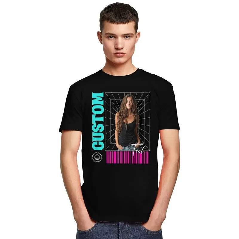 Magliette personalizzate personalizzate da uomo Magliette in cotone a maniche corte Regalo di anniversario Progetta il tuo testo Foto T-shirt Abbigliamento slim fit