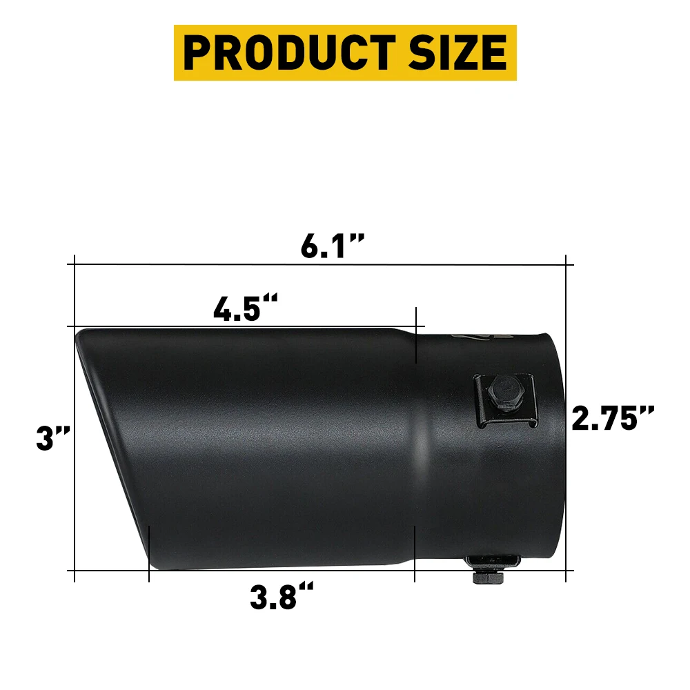 Car Single Outlet Exhaust Tail Muffler Tip Straight Pipe Matte Black For Interface 4cm-7cm Universal Replacement Accessories