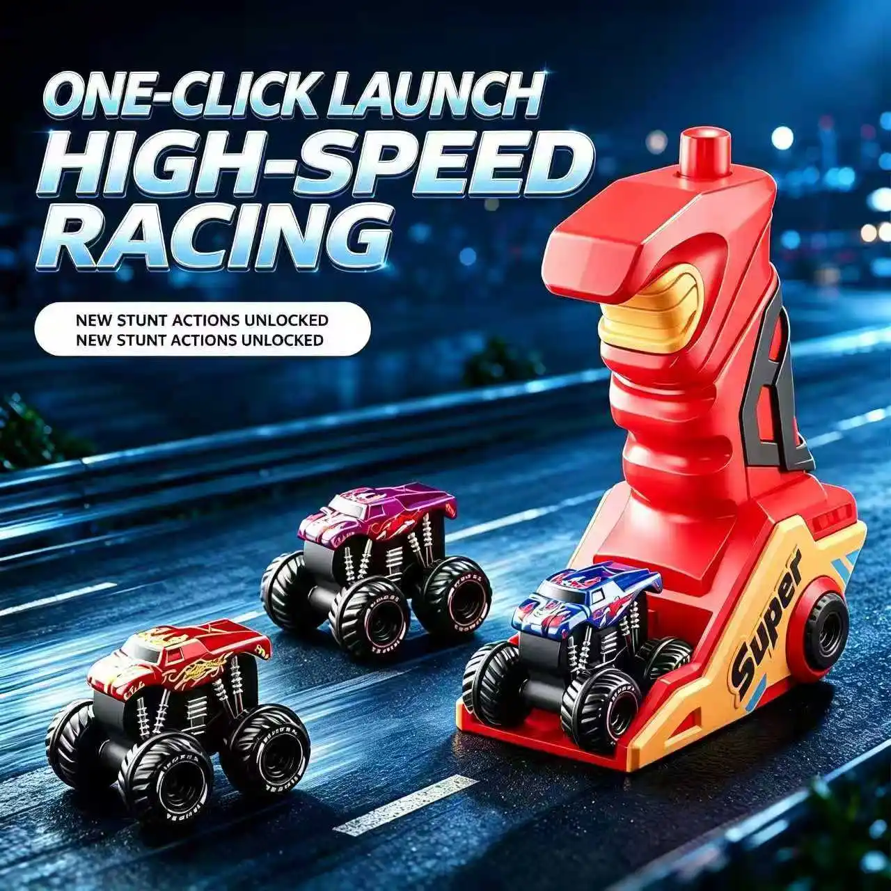 New Handle Helmet Catapult Car Press Inertia Toy MINI Racing Model Sliding Four-wheel Car Competitive Battle Toy Gift