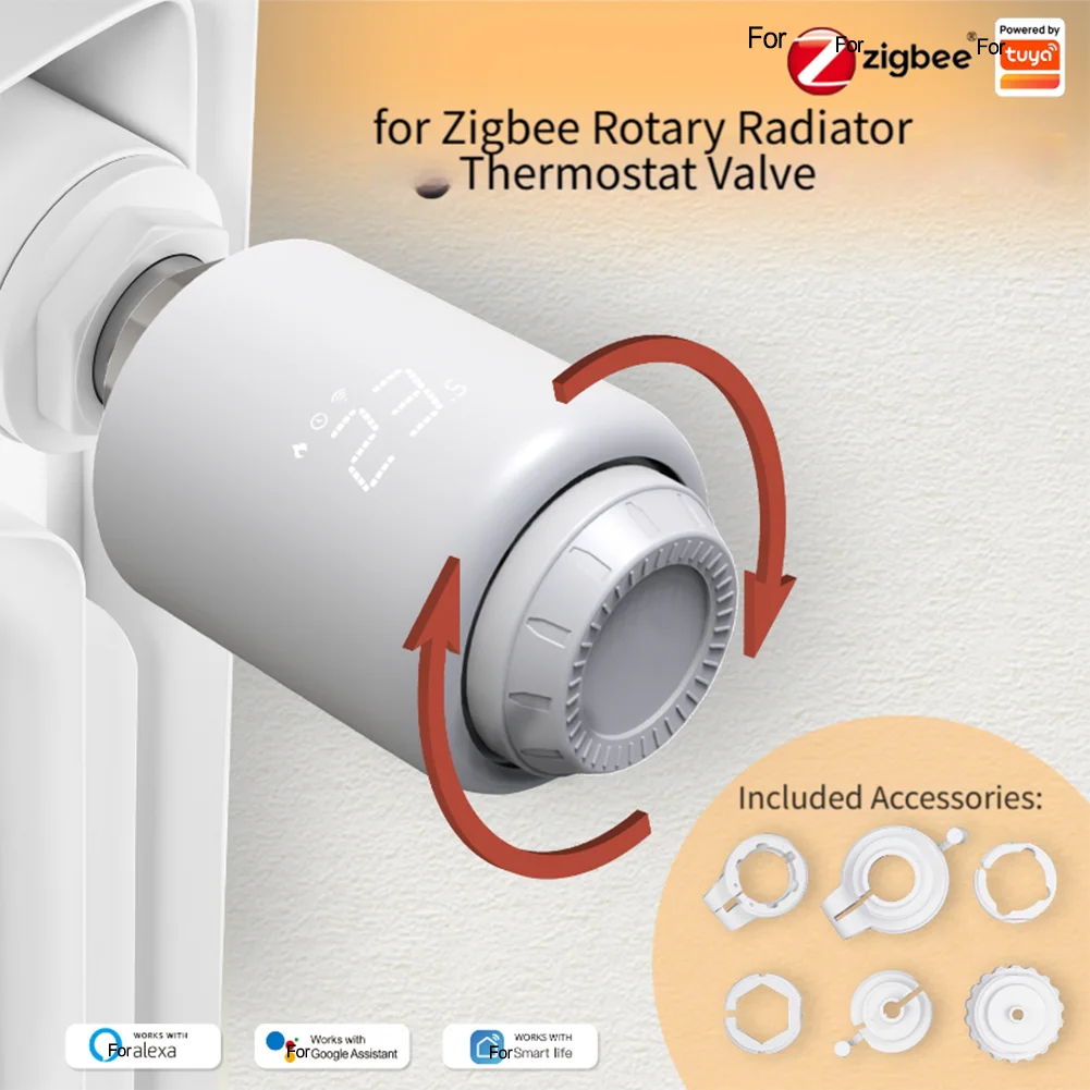 Programmable smart radiator valve head with WiFi control and energy saving open window shutoff for M30 x 1 5mm valves