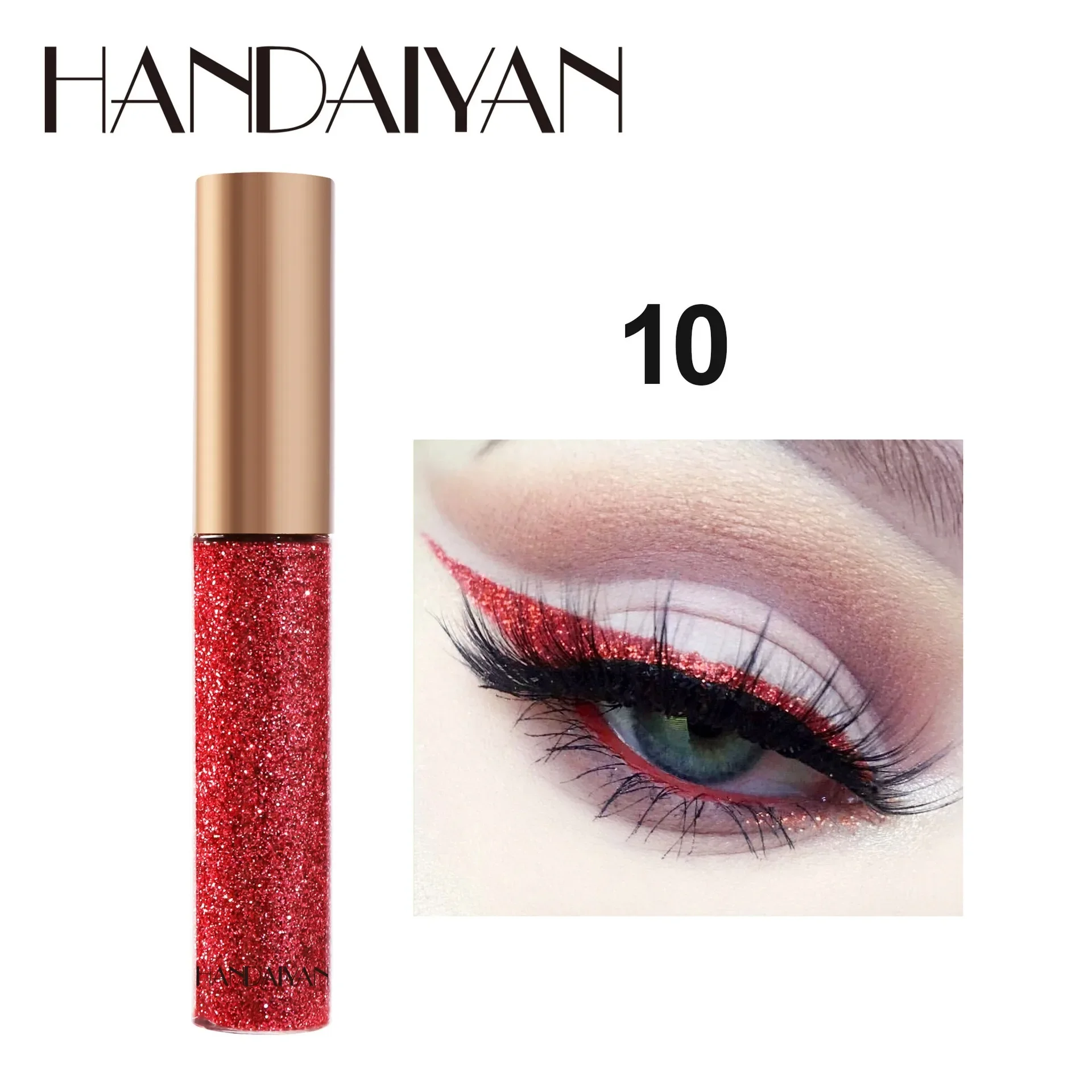 HANDAIYAN Glitzer-Flüssig-Eyeliner-Stift Funkelndes Hochglanz-Pigment Bühnen-Diamant-Lidschatten Langanhaltend Wasserfest Augen-Make-up – Detail 30
