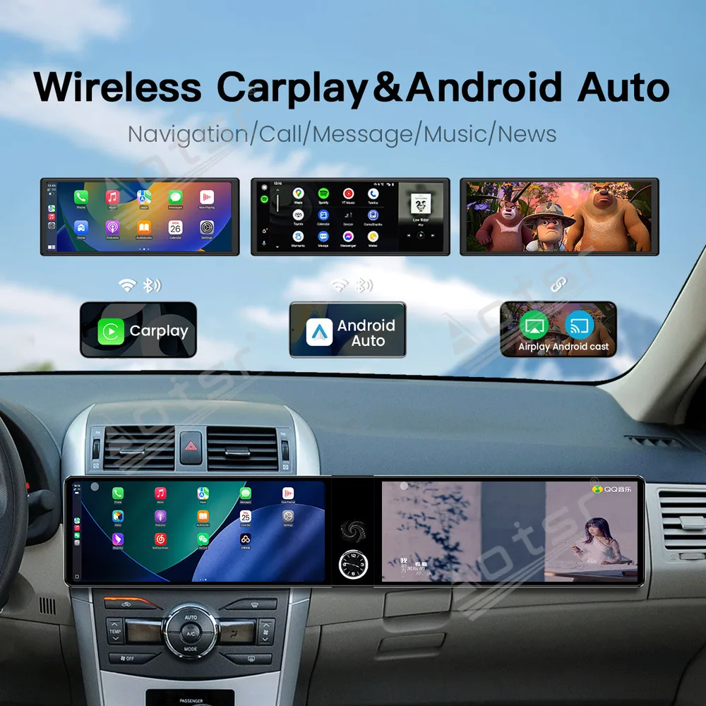 

Dual 12.3 Inch In-Dash Touch Screen Car Radio GPS Navigation Stereo For Toyota Corolla 2007-2013 Multimedia CarPlay Android Auto