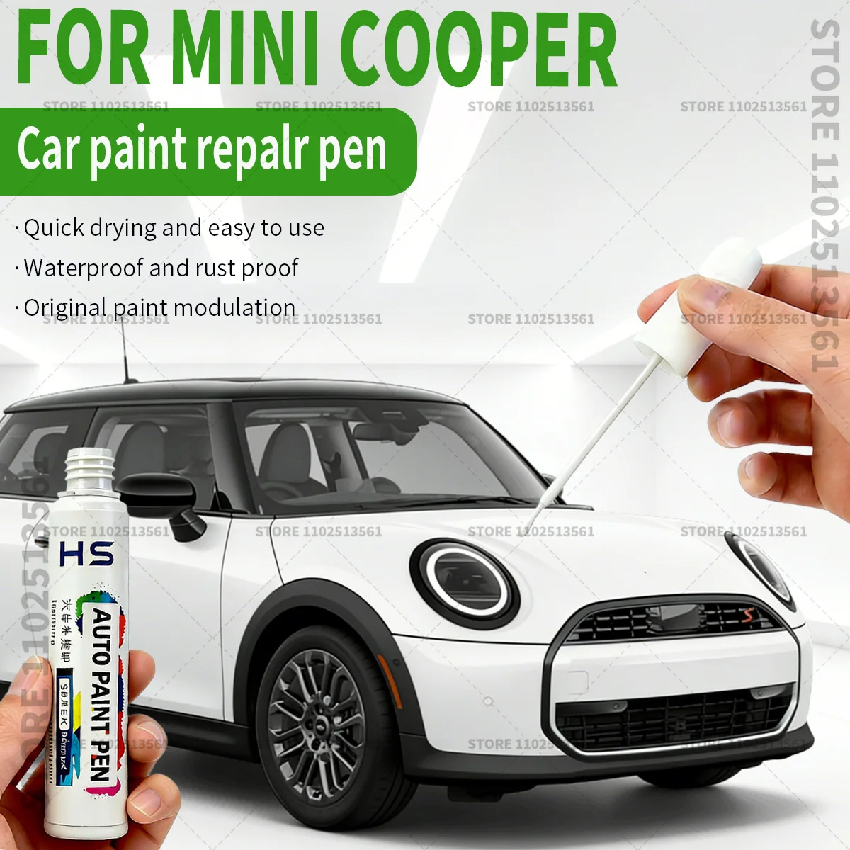 For 2013-2025 MINI COOPER Car Paint Repair Pen Restores Original Factory Paint Finish Magic Blue Yellow Polar Bear White Green