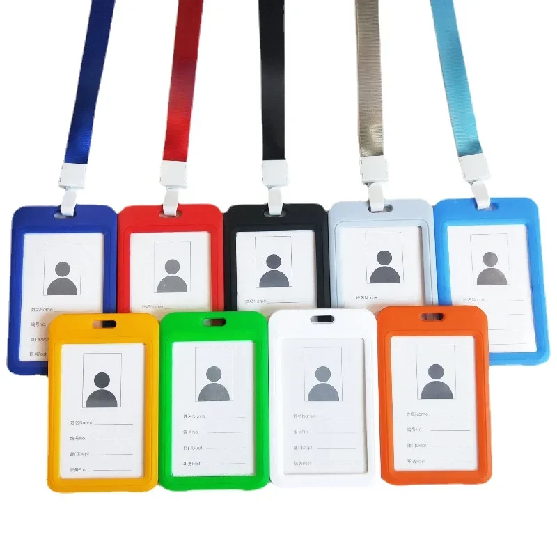 Funda de plástico con cordón para tarjeta de trabajo, funda con etiqueta de identificación, funda para licencia de trabajo, correa para el cuello, 1 unidad