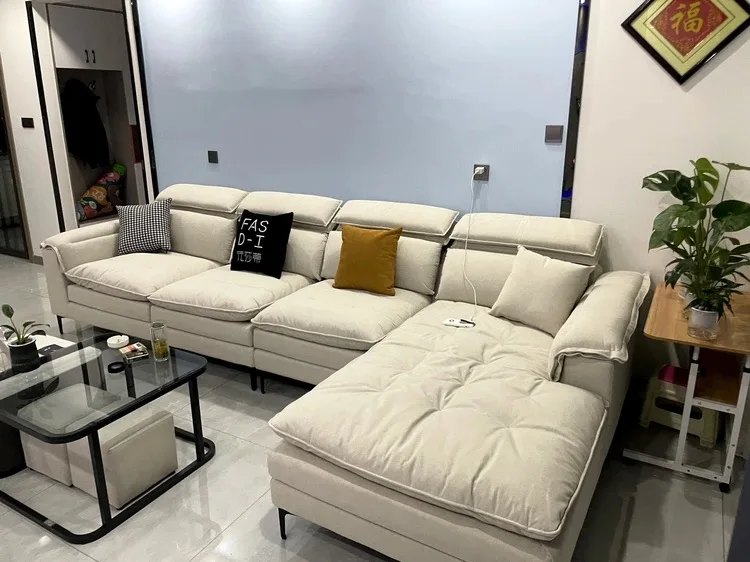#Fabric Sofa Princess Combination Cat Scratch Cloth Postmodern Sectional Set High Back Cream Villa Warehouse Living Room