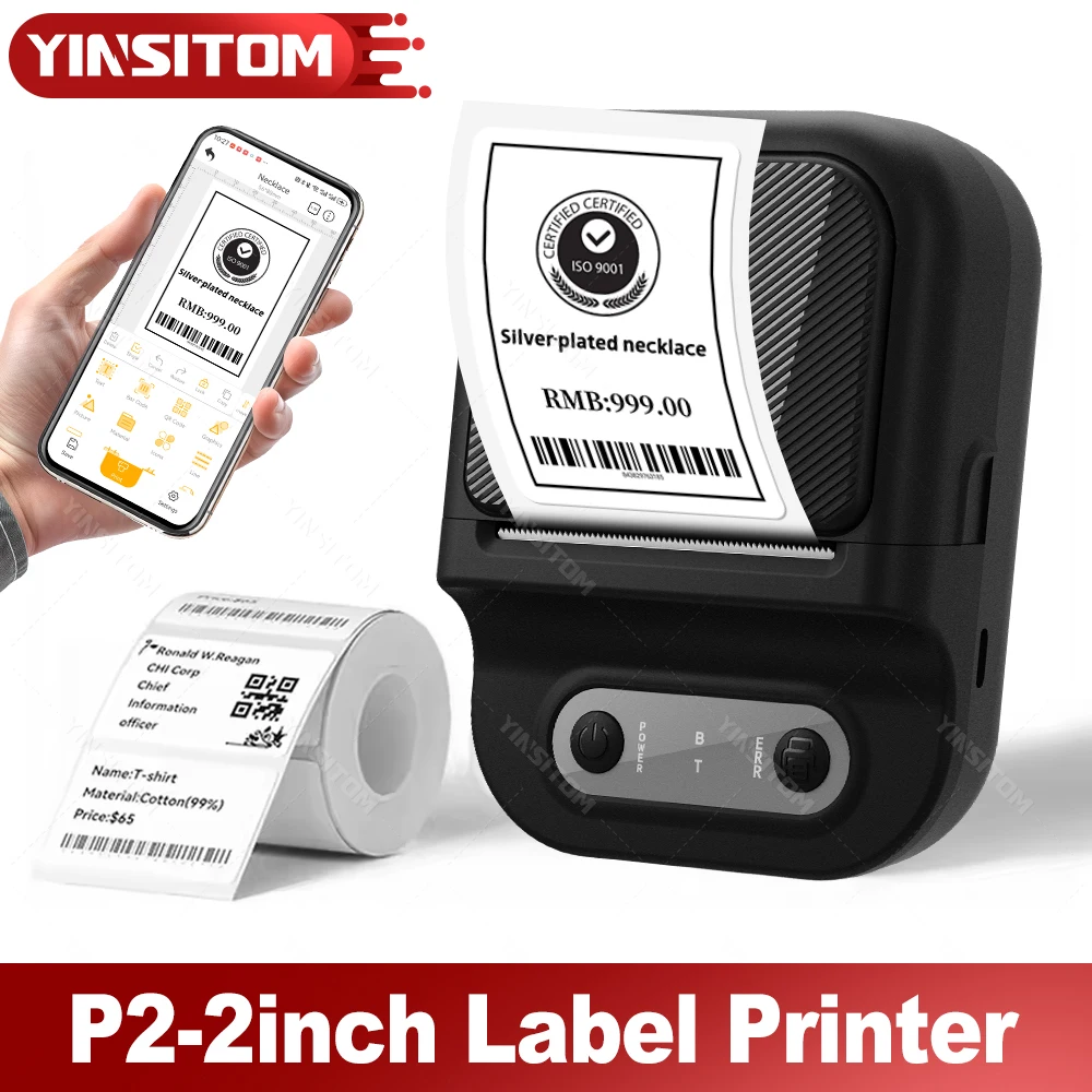 P21 Mini Label Maker Tag Price Portable Thermal Label Printer 20-50mm Print Width for Photos Receipts Notes Business Home Bakery