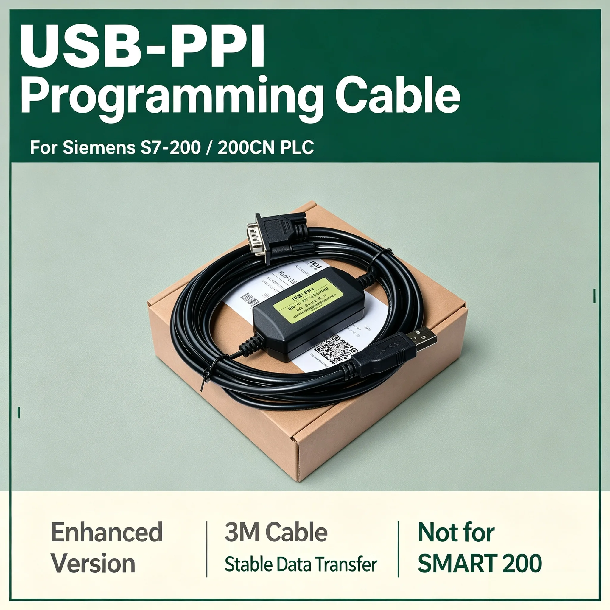 Stable Data Transfer Wire USB-PPI CH340 3M PLC Download Cable For Siemens S7-200 200CN CPU221 222 224XP 226