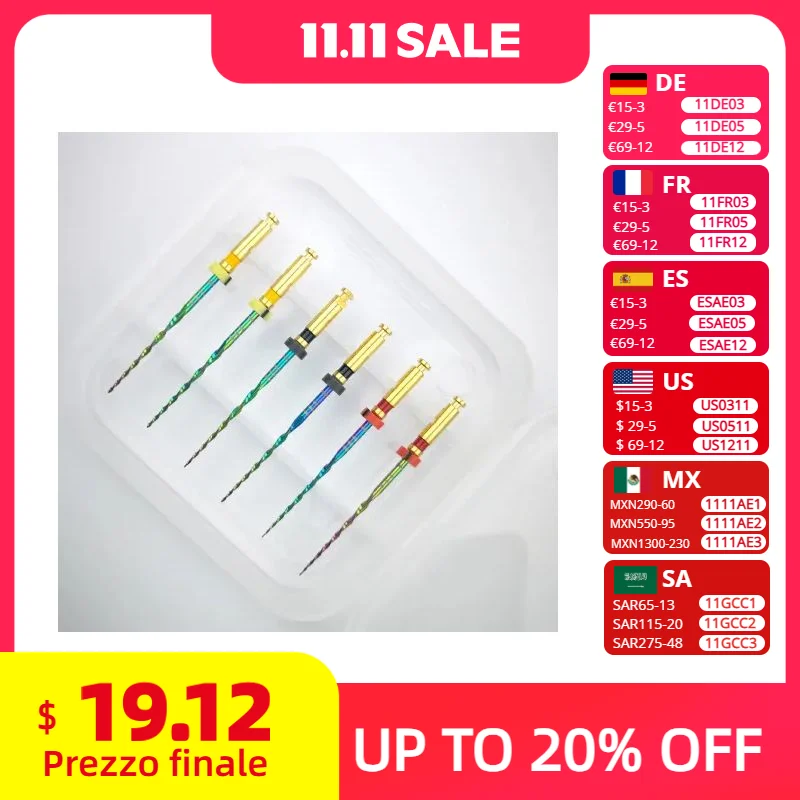 

Стоматологические сабельные радужные файлы R25, термоактивация, файл NITI R40, стоматологические эндодонтические файлы, стоматологические эндодонтические инструменты для корневых каналов