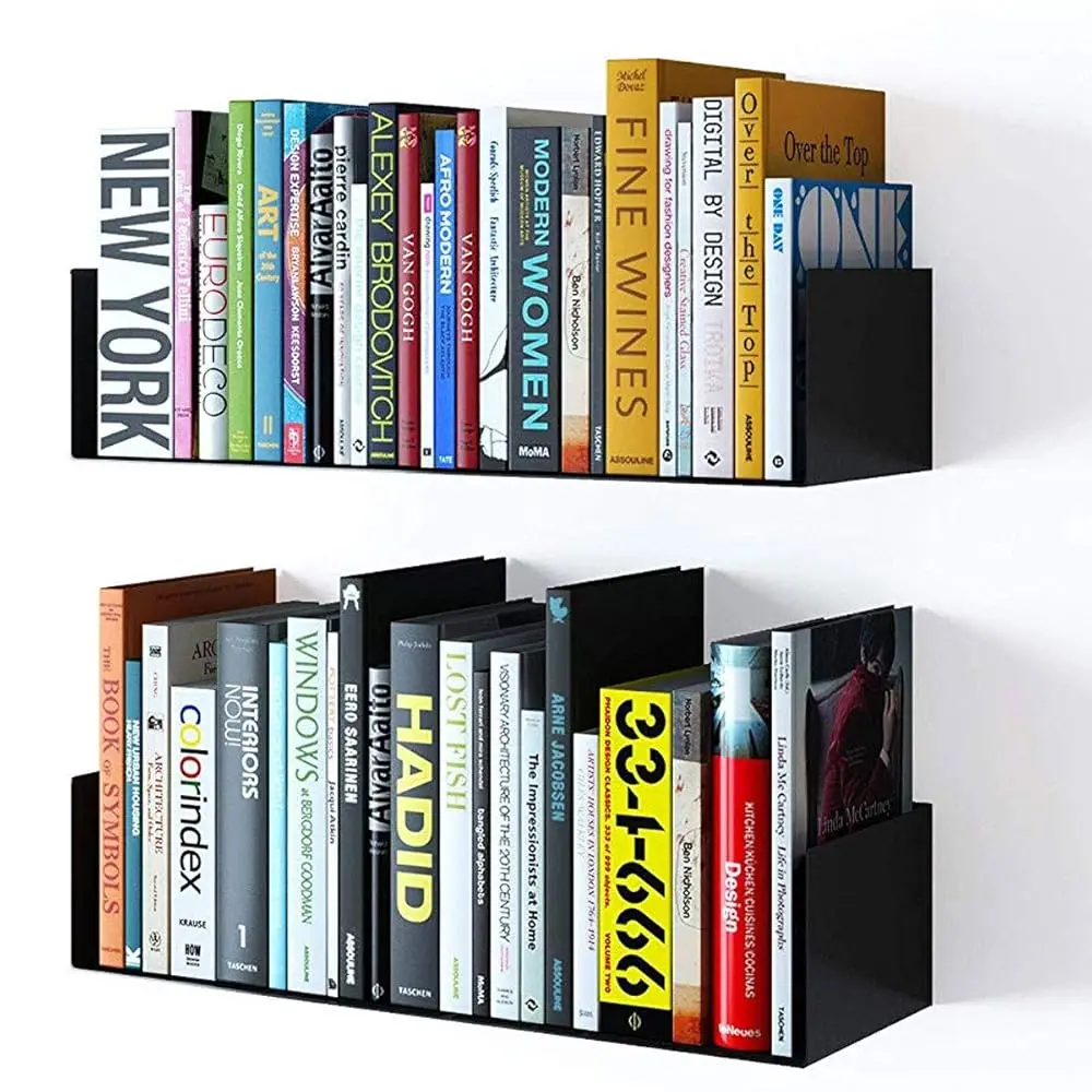 

Bali Floating Wall Mount Metal U Shape Shelf Book Cd Dvd Storage Display Bookcase Bla Set Of 2